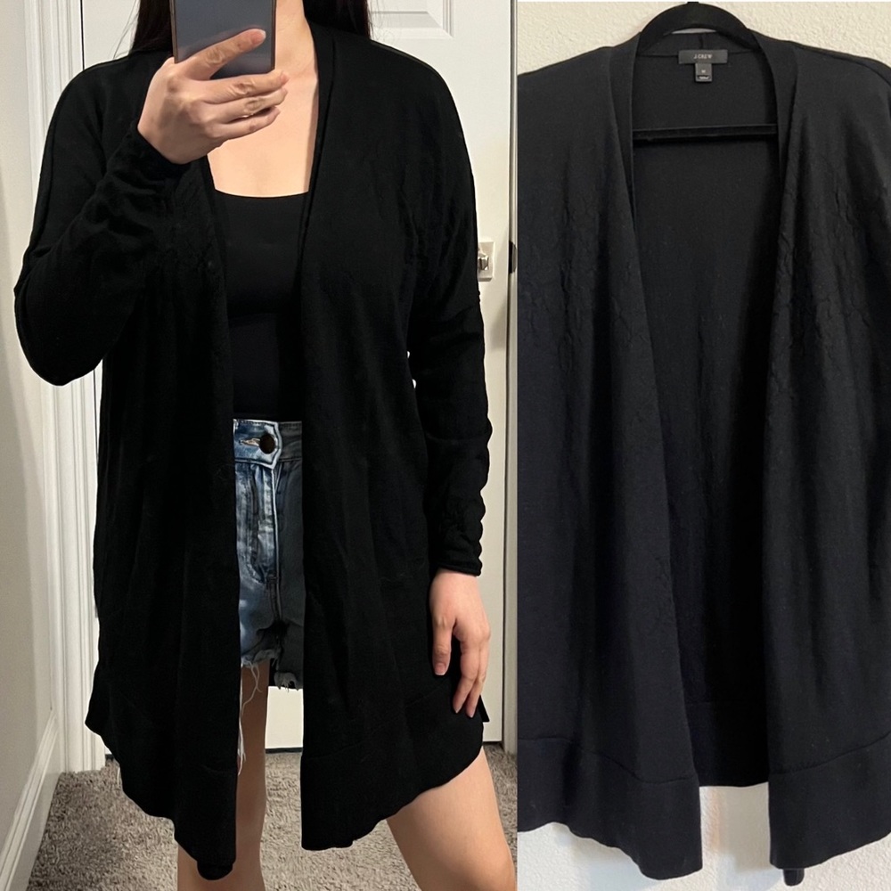 EUC J. Crew Merino Wool Open knit long sleeve cardigan